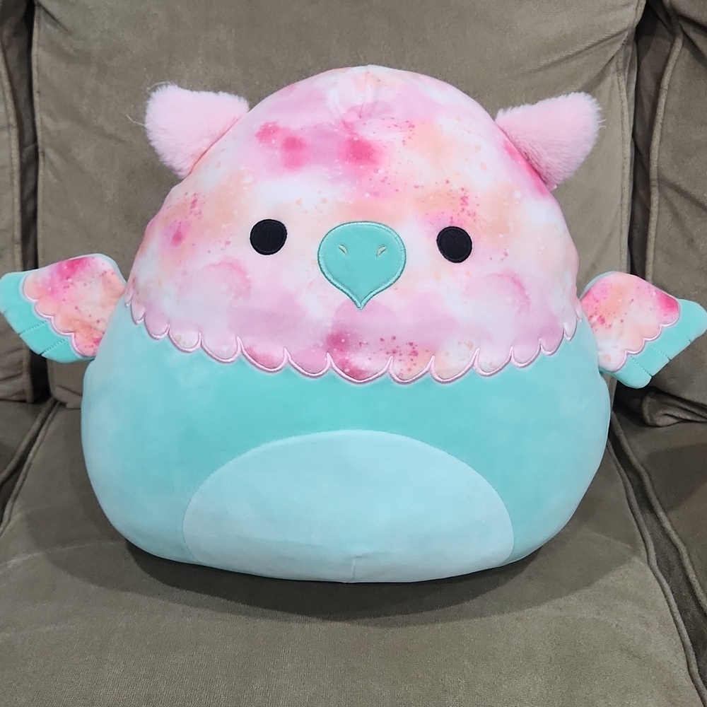 Kelly Toys Gala the Griffin Squishmallows- 15”. Teal, Pink and Orange